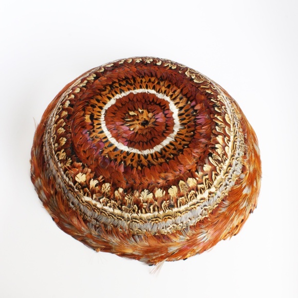 Vintage Dana Marte Original Hat with Feathers Mushroom Style Rare Retro 60s